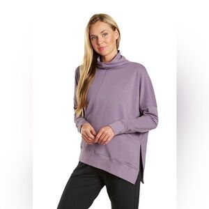 Everyday Yoga Women’s Shine Solid Roll Neck Asymmetric Sweatshirt, Size Medium